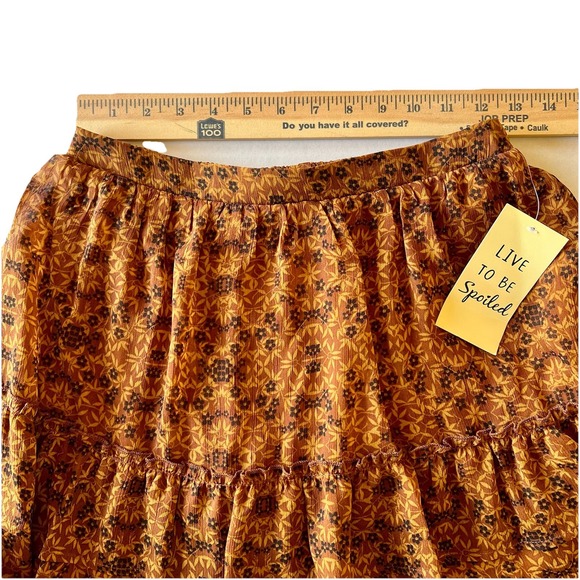 "Live To Be Spoiled" Large Cottage-core Floral Ruffle Mini Skirt, SZ Small NWT - Picture 3 of 7